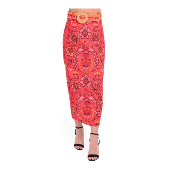 Cara Cara Blaze belted skirt peacock watermelon women’s...